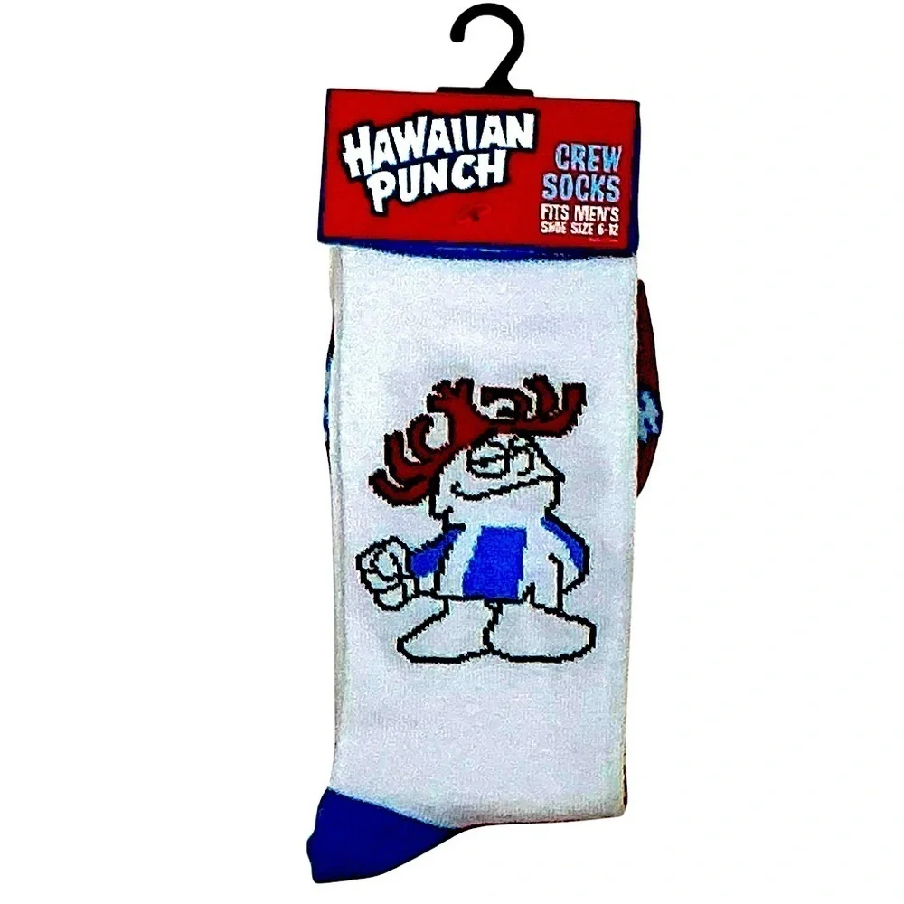 Hawaiian Punch Crew Socks Mens Novelty Funny Print Unisex OS Shoe Size 6-12 New